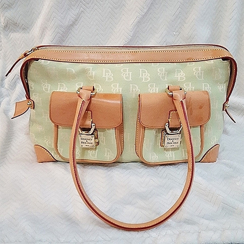 Vintage Dooney & Bourke Double Pocket Tote Bag Satchel Purse - Picture 2 of 16